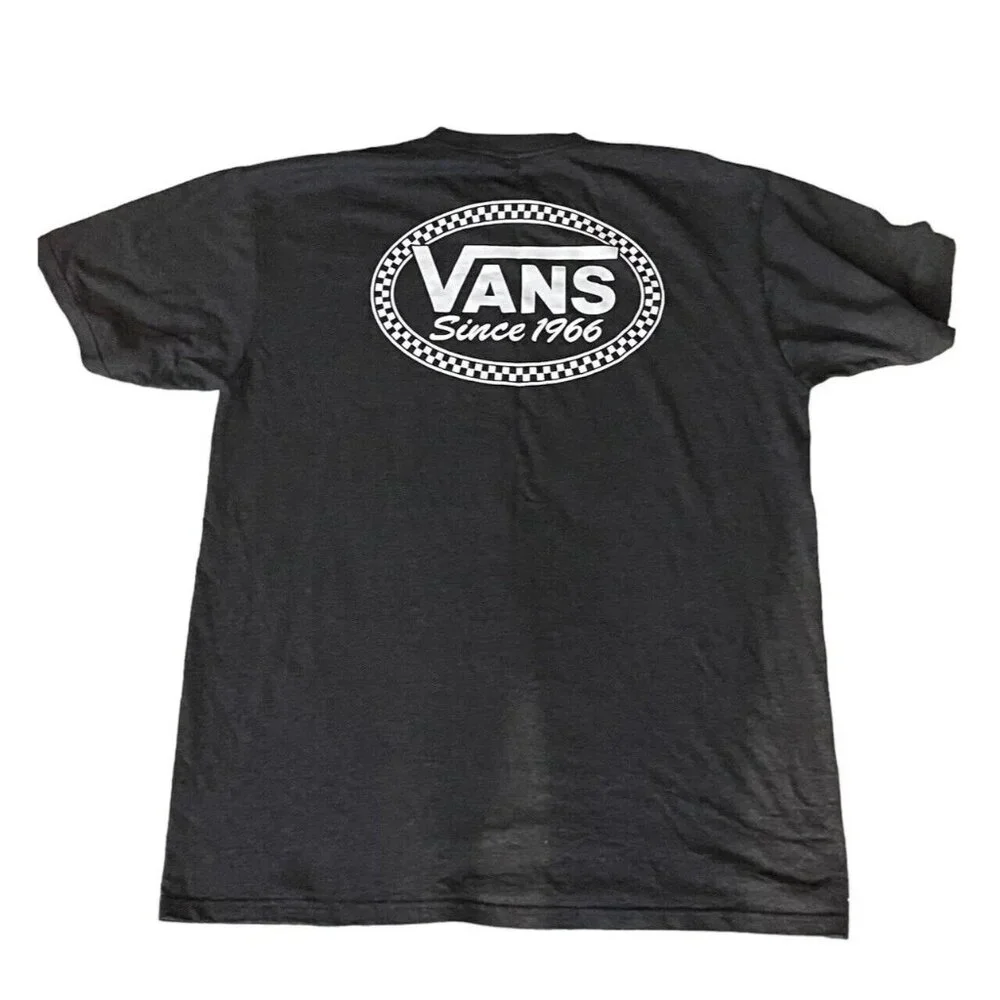 Vans Shirt Mens Large Dark Gray Crewneck Logo Short Sleeve Graphic Tee Lounge - Picture 2 of 6